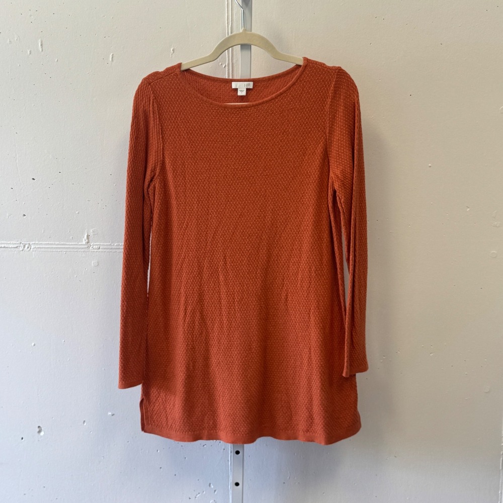 J. Jill Womens Textured Long Sleeve Tunic Sweater Rust Orange SSW137811 Size Sm